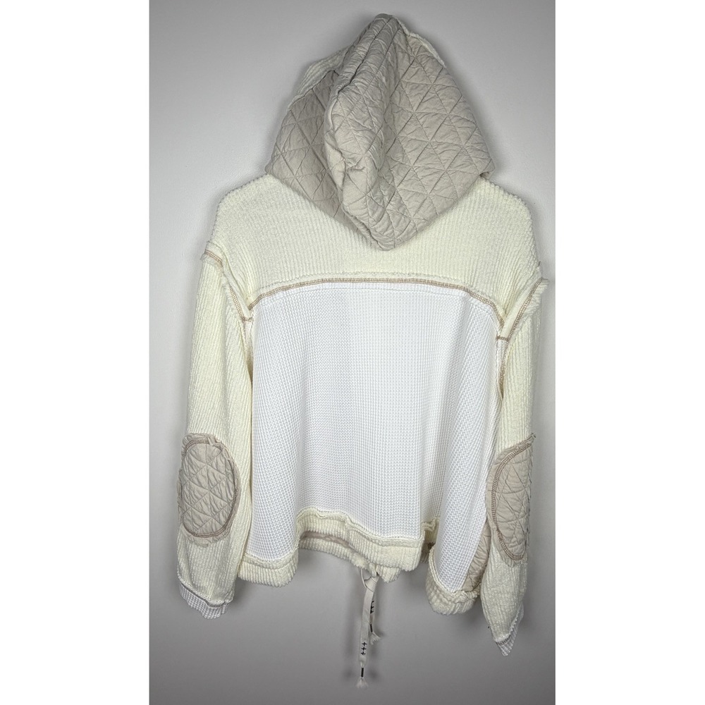 Pol Quilted Hooded Lightweight Cuddle Up Quilted Mixed Media Cream Jacket Large - Picture 4 of 12
